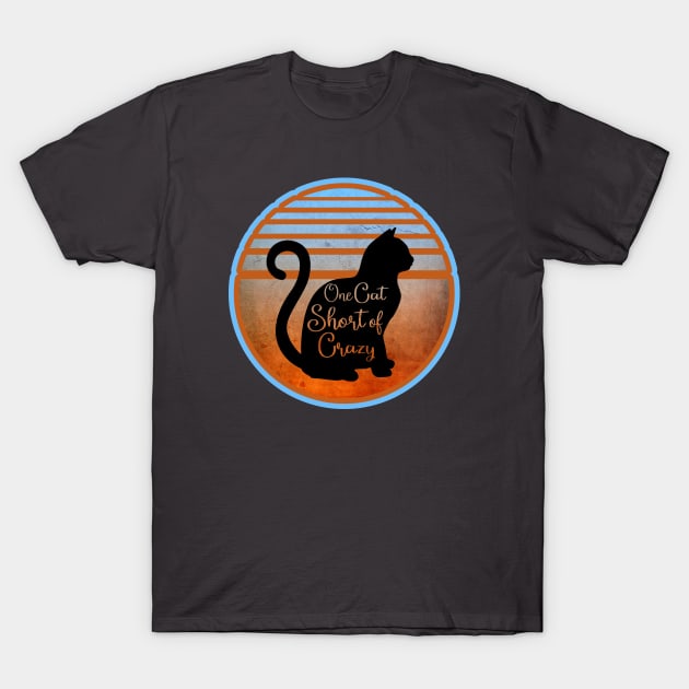 One Cat Short of Crazy - Retro Orange & Blue design T-Shirt by Off the Page